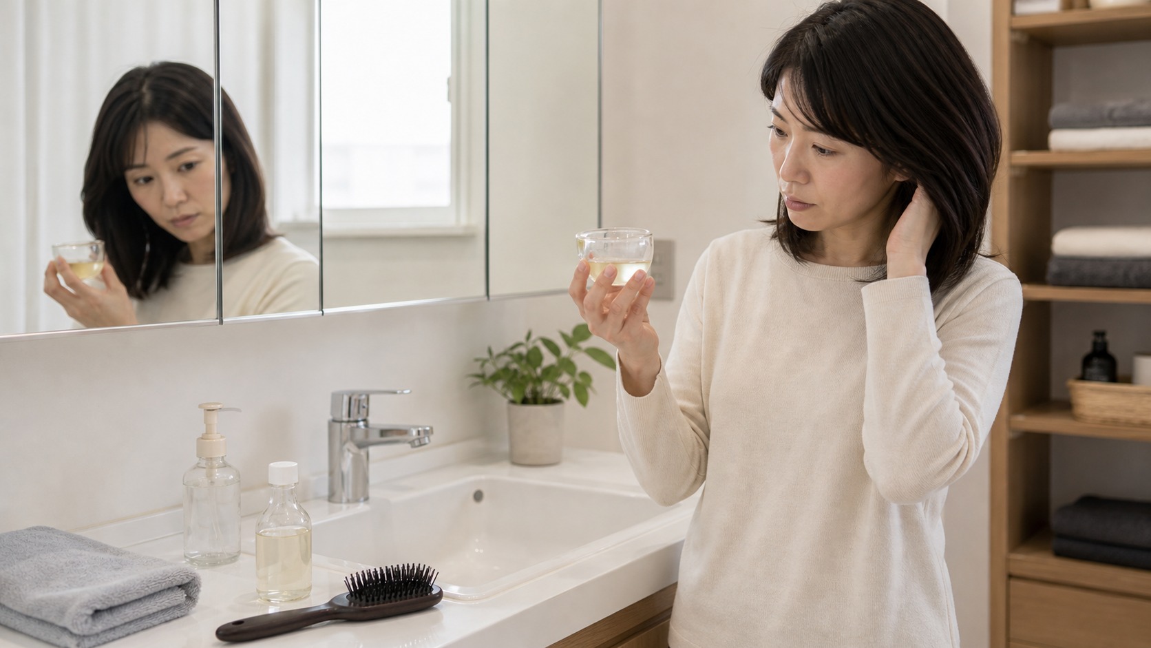 酢リンスを購入前に比較している生活シーン