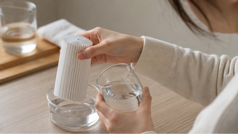 陶器加湿器の使い勝手を確認するイメージ