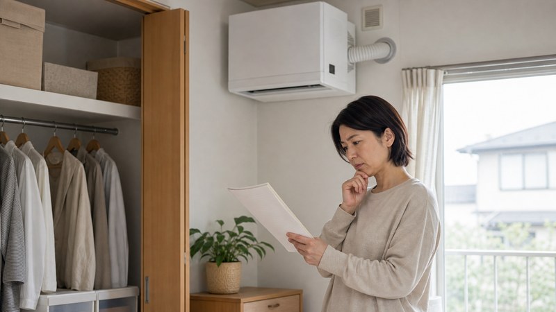 カライエの設置条件や排湿ホースを確認するイメージ