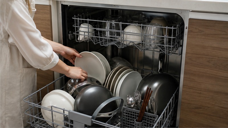 フロントオープン食洗機の使い勝手を確認するイメージ