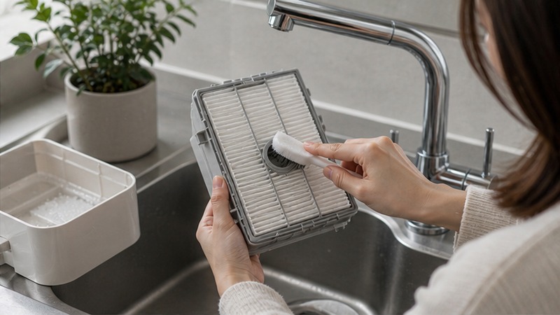 ハイブリッド式加湿器の使い勝手を確認するイメージ