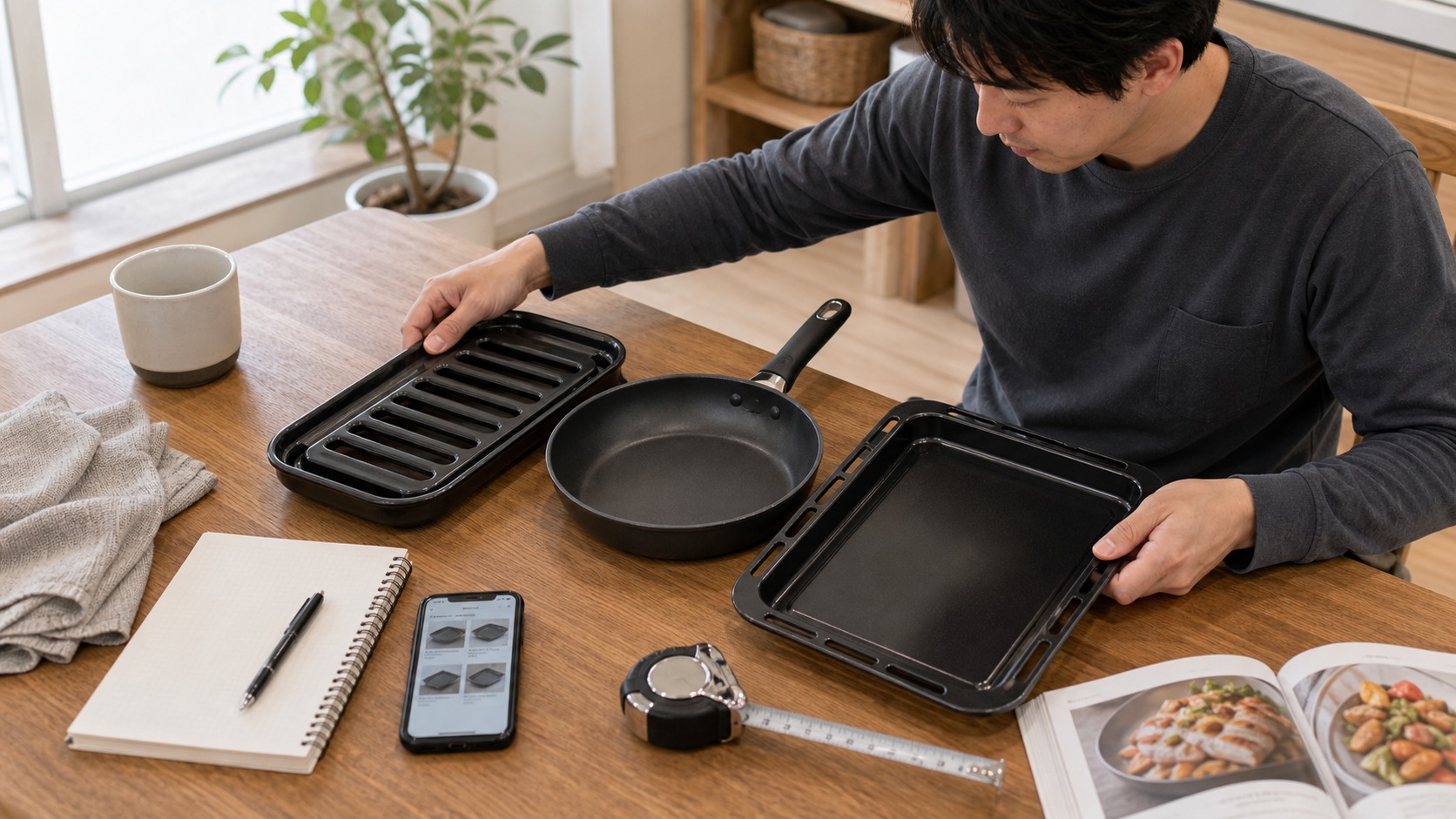 ココットプレートのサイズや口コミを比較しているイメージ