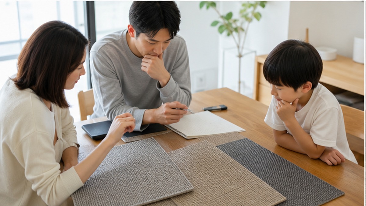 ボロン床を購入前に比較する様子