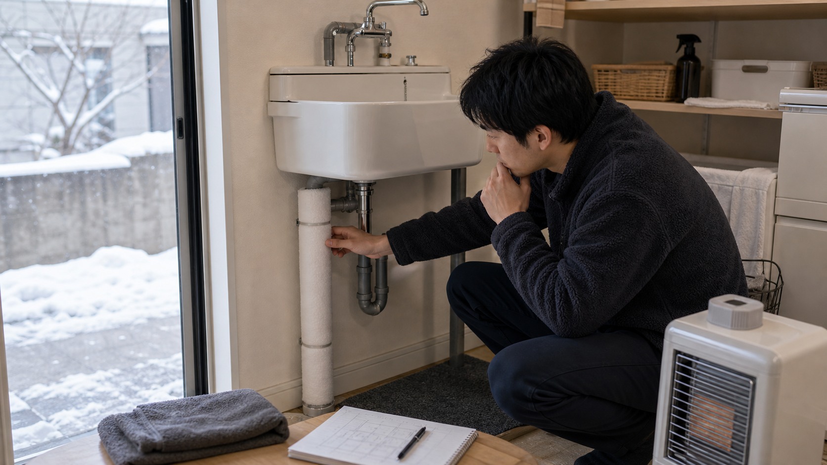 水栓 寒冷地仕様が自分に合うか判断しているイメージ