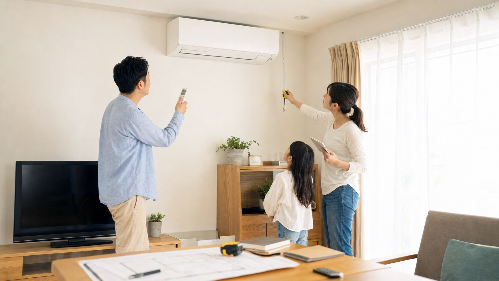 シャープエアコンを購入前に設置場所で確認するリビング